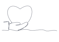 line drawing of a hand holding a heart